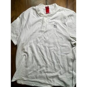 Nike Court Advantage Henley Polo Shirt Mens XL White Tennis Short Sleeve Top